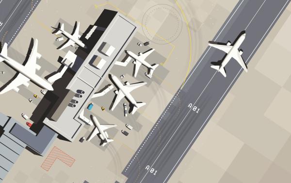 Aerial view of an airport